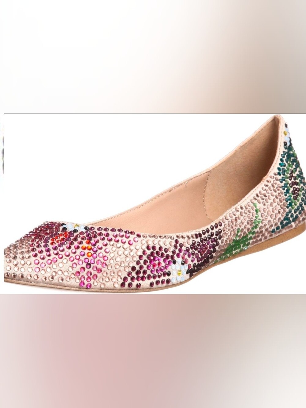Steve Madden Nude Embellished Floral Rhinestone Flats
